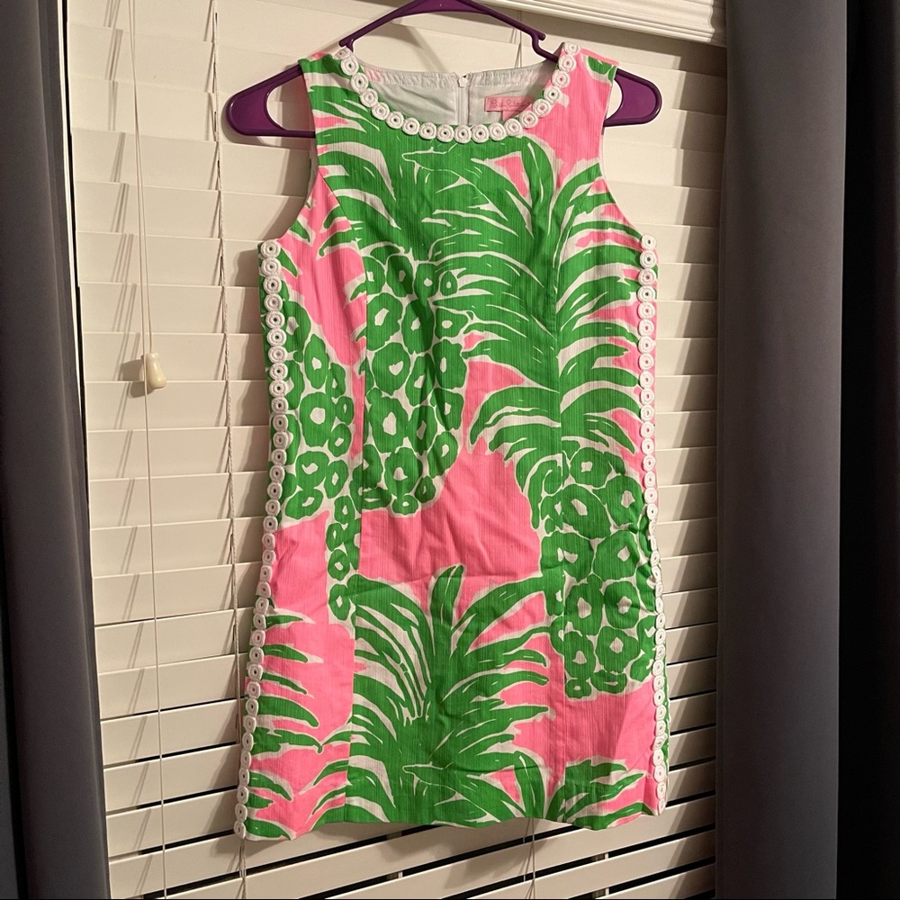 Lilly Pulitzer Mila Shift Dress pineapple Size 14-Teen